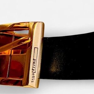 Perry Ellis Gold and Black and brown leather Belt
